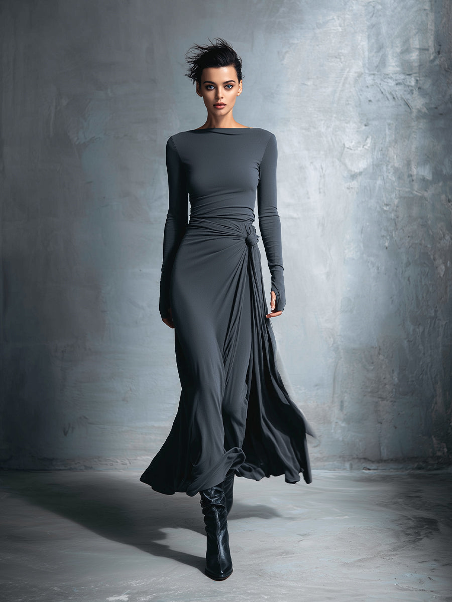 Gabriella – Vestido largo con nudo lateral