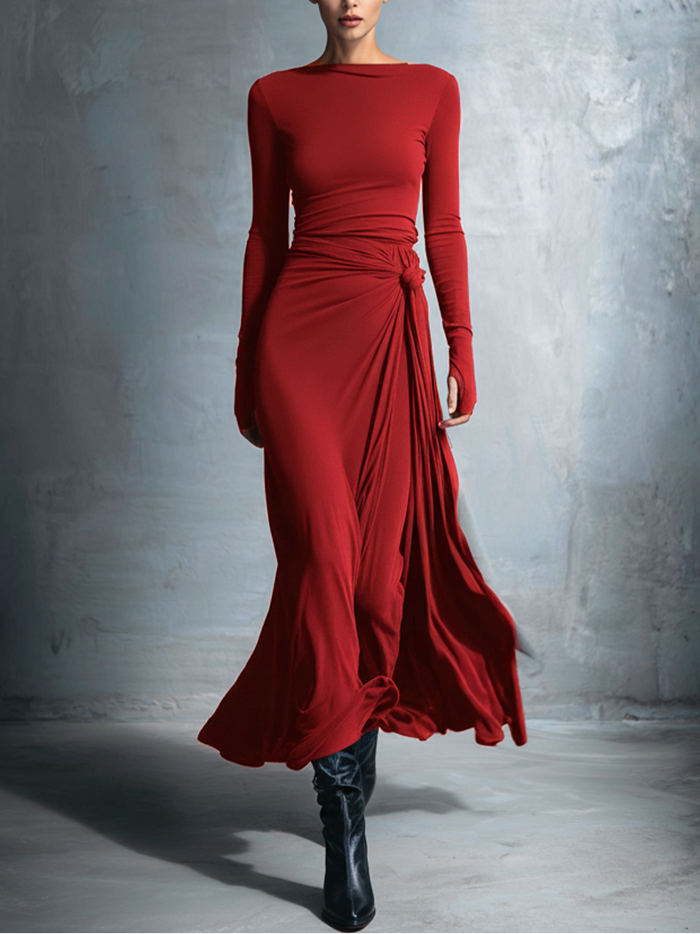 Gabriella – Vestido largo con nudo lateral
