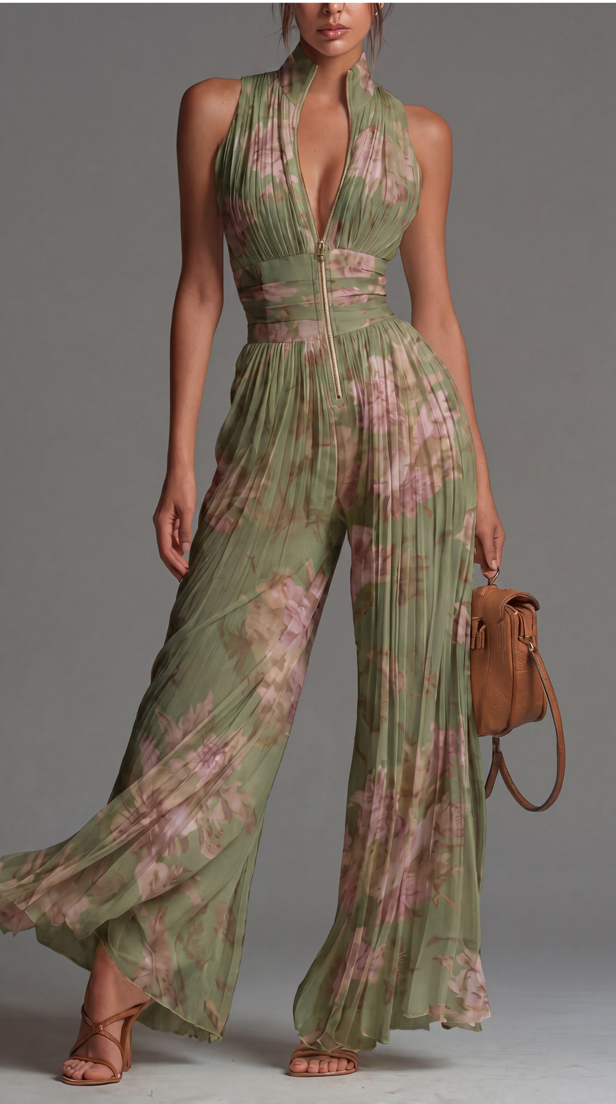 ESSENTIAL – Mono de gasa plisado floral