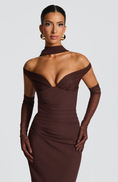 Vestido largo Abigail - Marrón ciruela