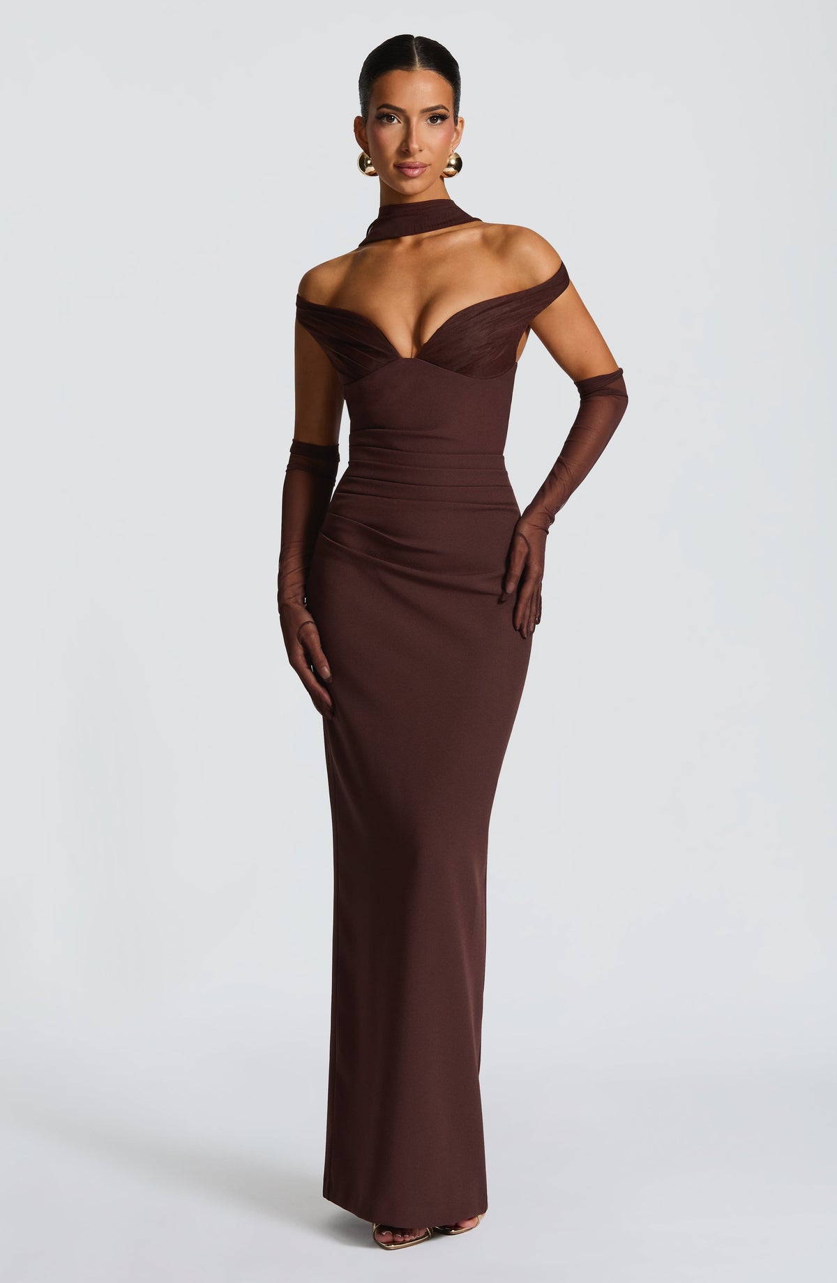 Vestido largo Abigail - Marrón ciruela