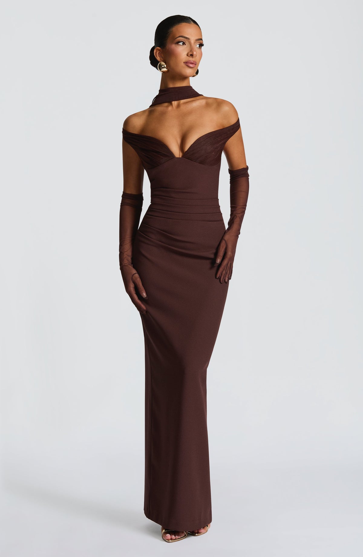 Vestido largo Abigail - Marrón ciruela