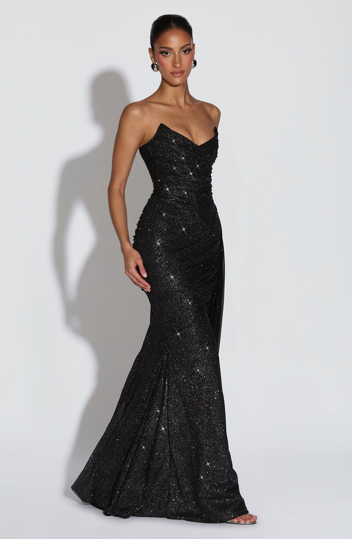 Vestido largo Ashika - Negro brillante