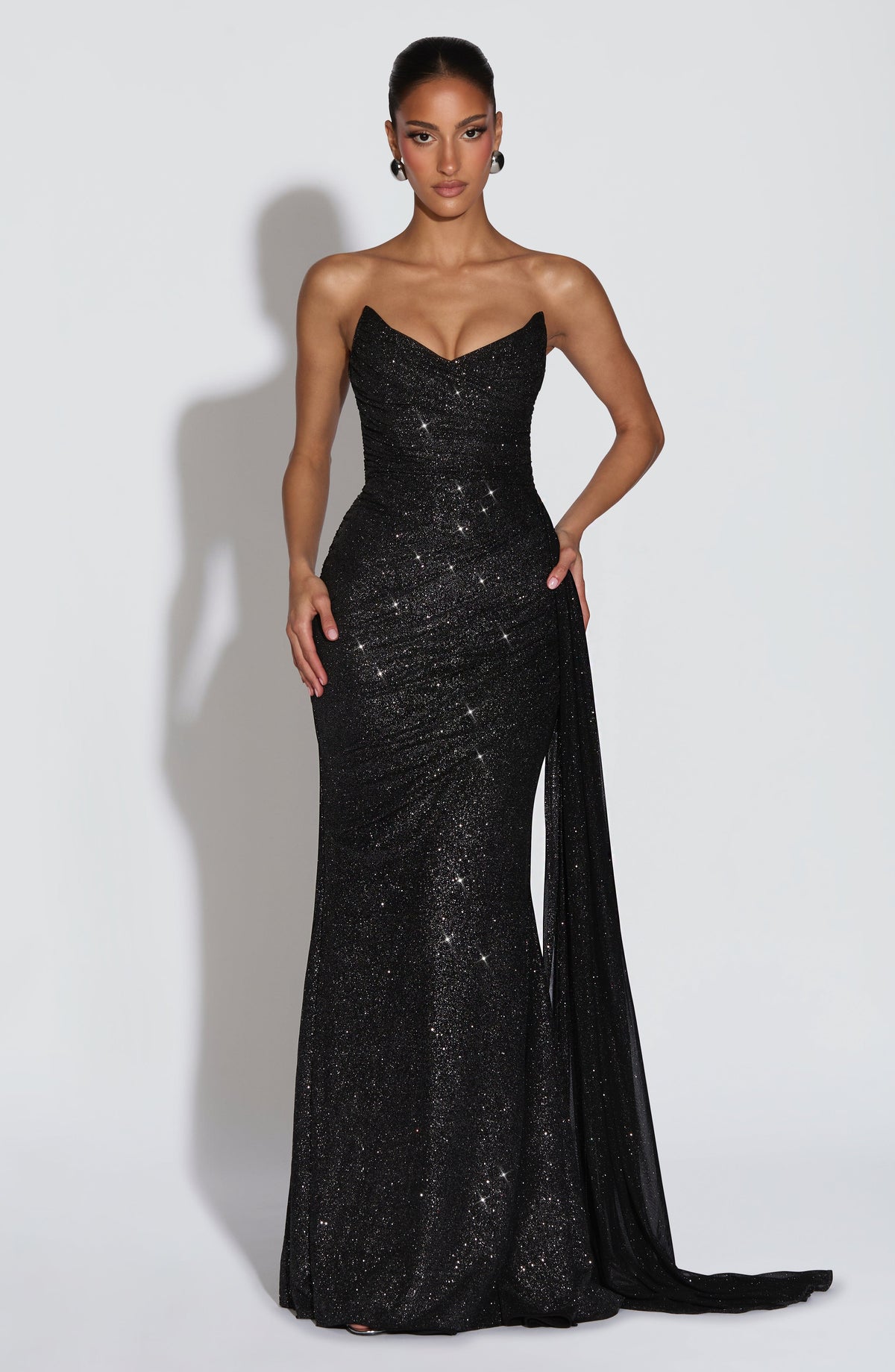 Vestido largo Ashika - Negro brillante
