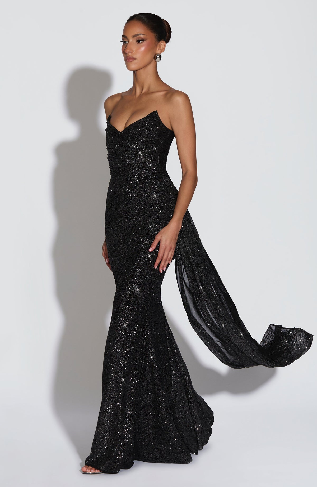 Vestido largo Ashika - Negro brillante