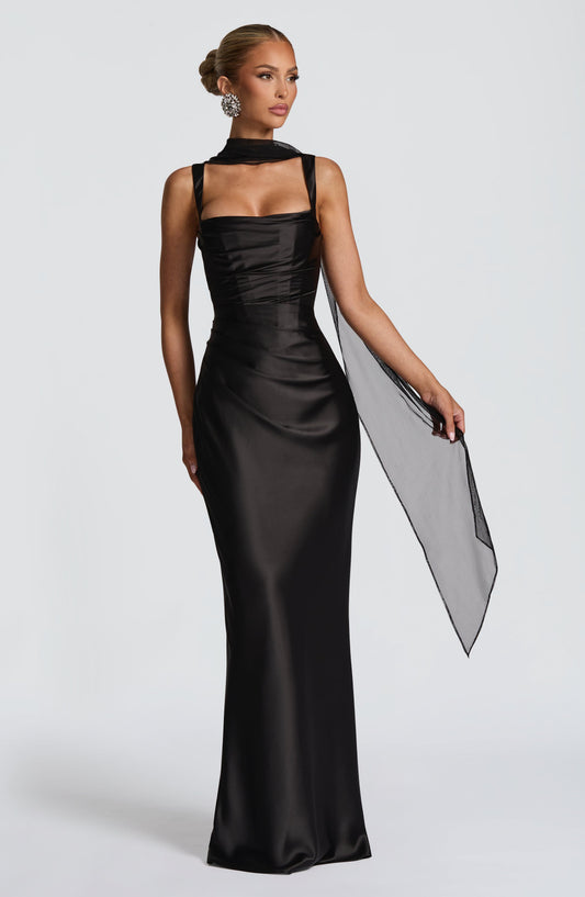 Vestido largo Calanthe - Negro