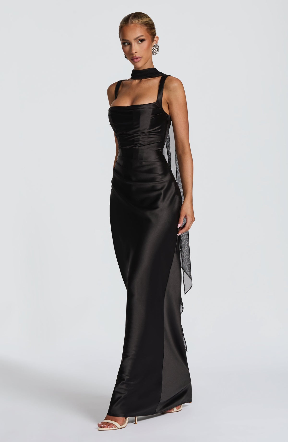 Vestido largo Calanthe - Negro