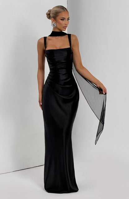 Vestido largo Calanthe - Negro