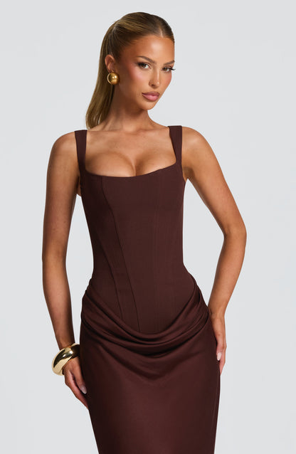 Vestido largo Cornelia - Marrón ciruela