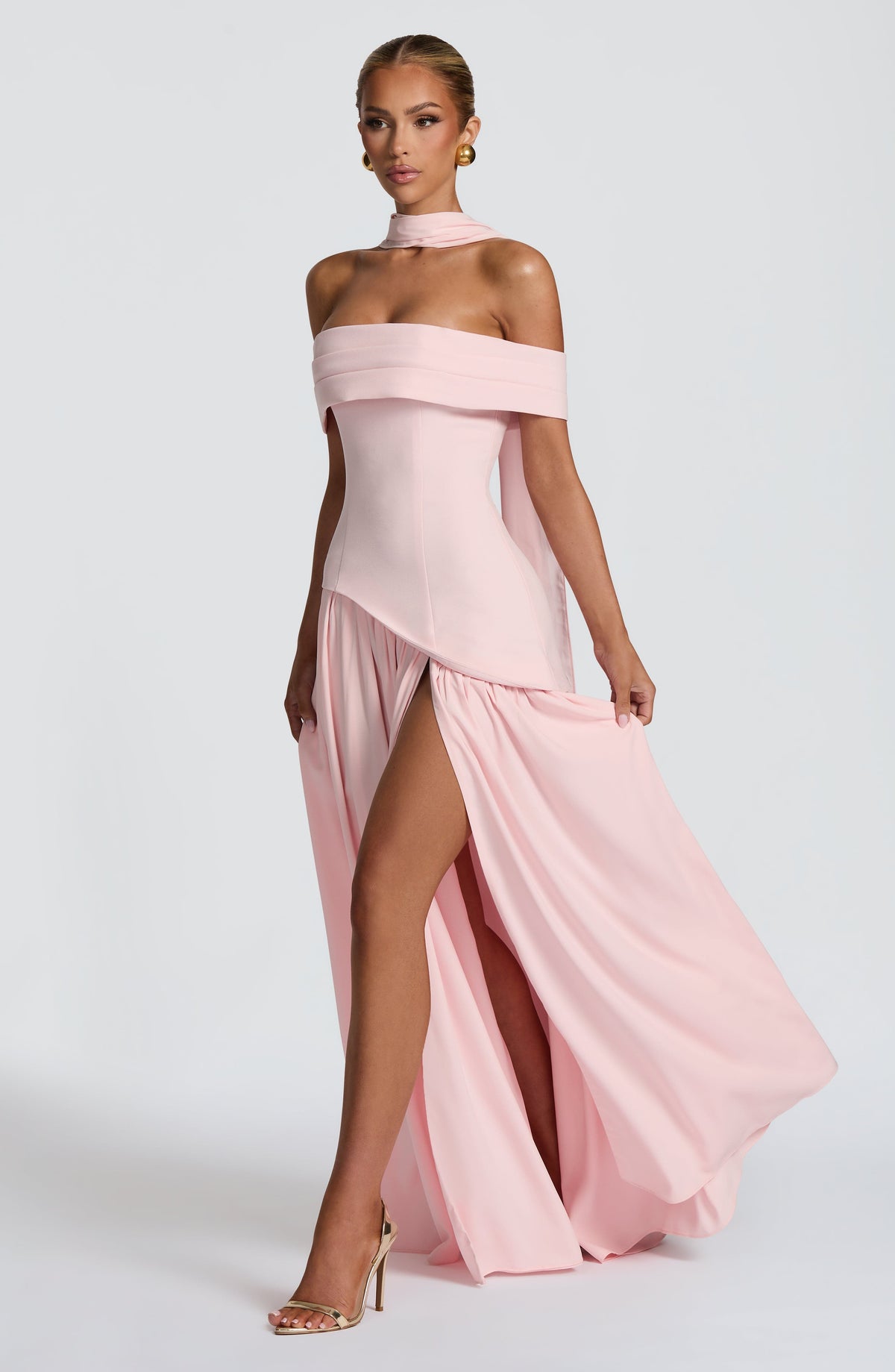 Vestido largo Delilah - Rosa empolvado