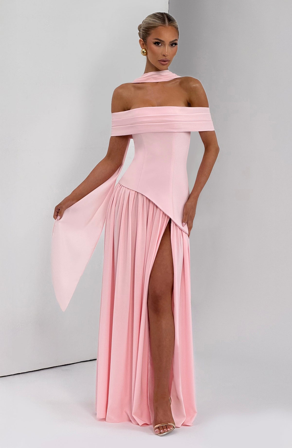 Vestido largo Delilah - Rosa empolvado