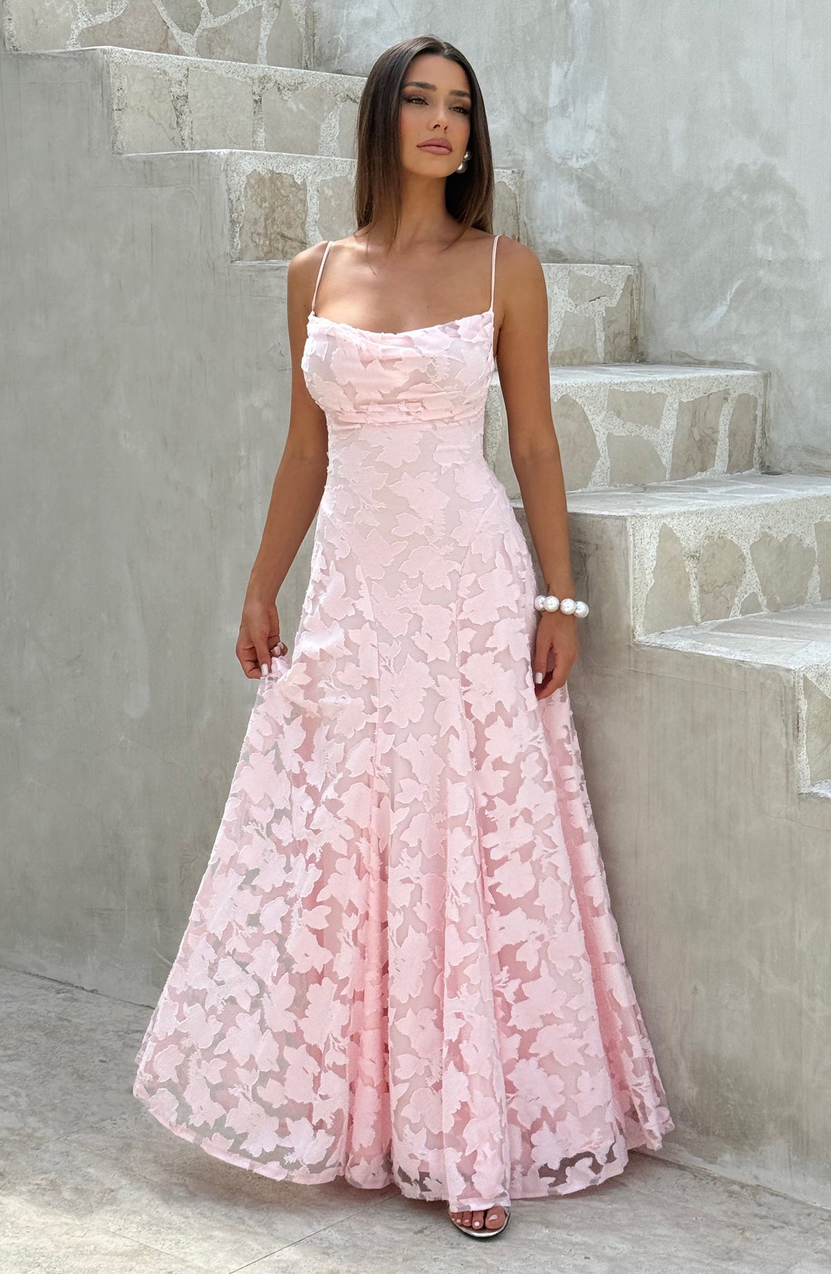 Vestido largo Francis - Rosa empolvado