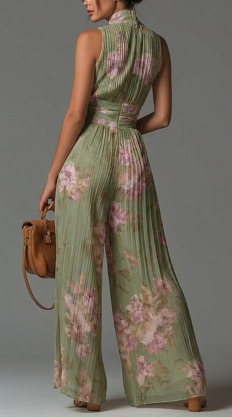 ESSENTIAL – Mono de gasa plisado floral