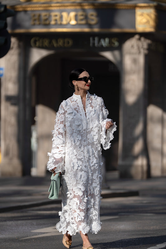 Vestido Estelle de encaje blanco