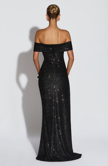 Vestido largo Joyce - Negro brillante