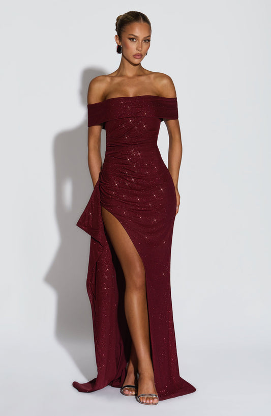 Vestido largo Joyce - Vino brillante