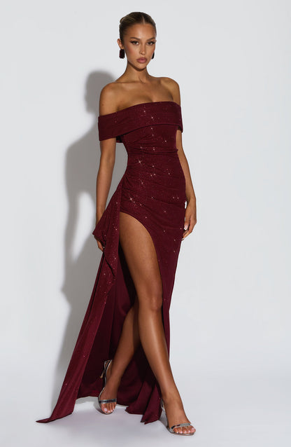 Vestido largo Joyce - Vino brillante