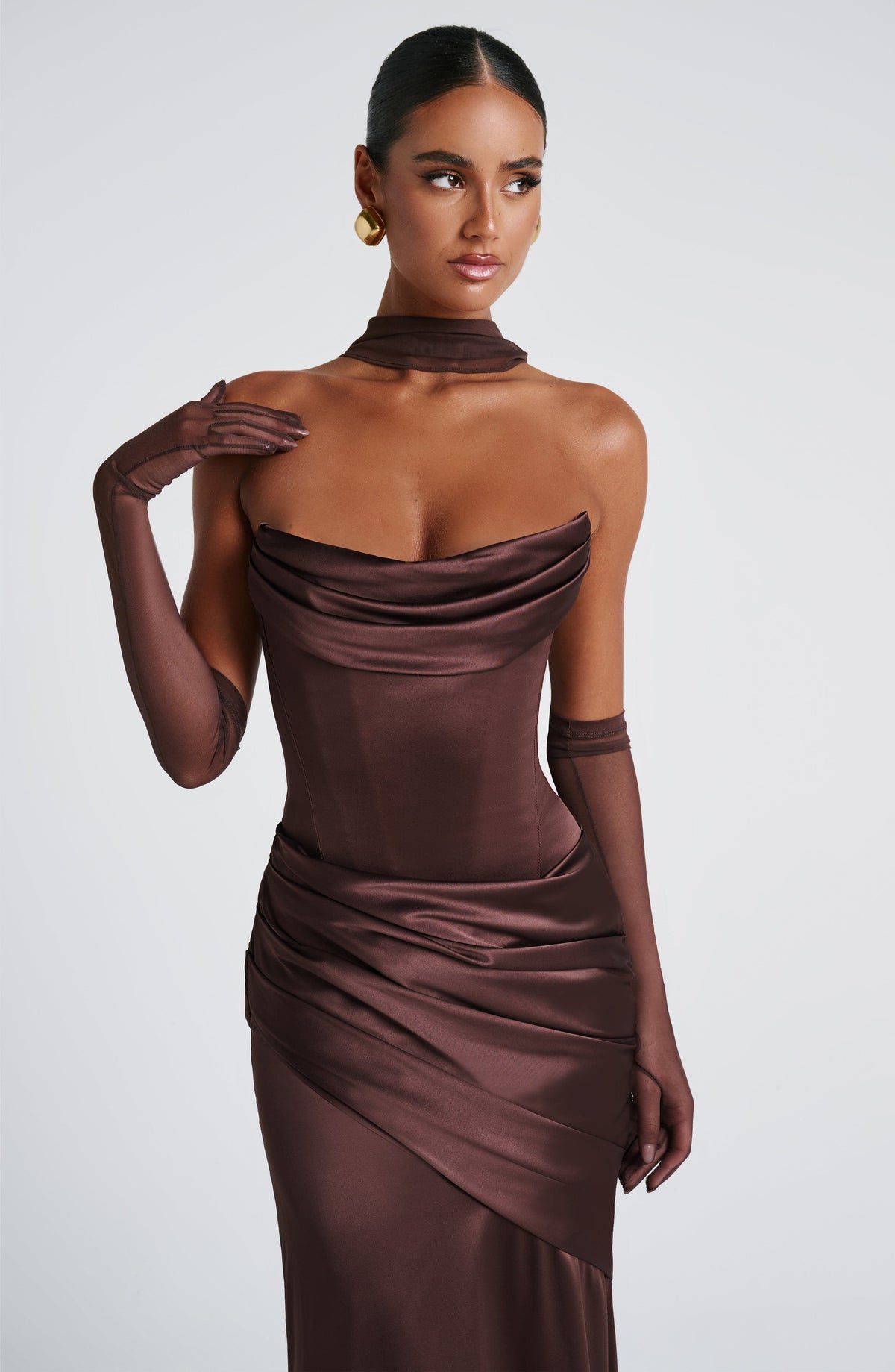 Vestido largo Kensington - Marrón ciruela