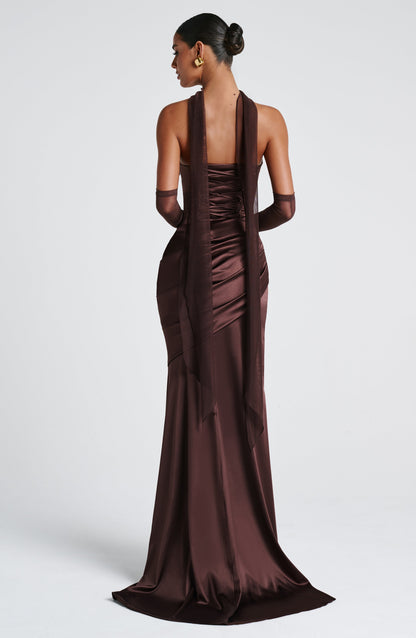 Vestido largo Kensington - Marrón ciruela