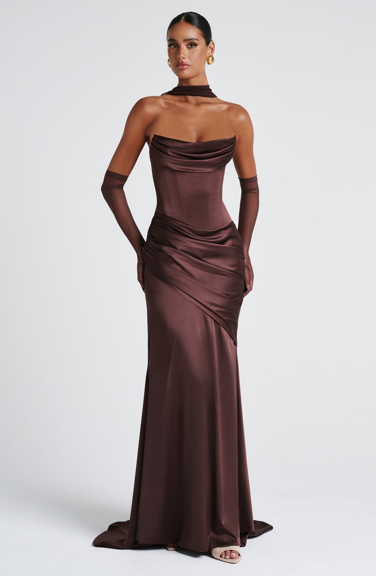 Vestido largo Kensington - Marrón ciruela
