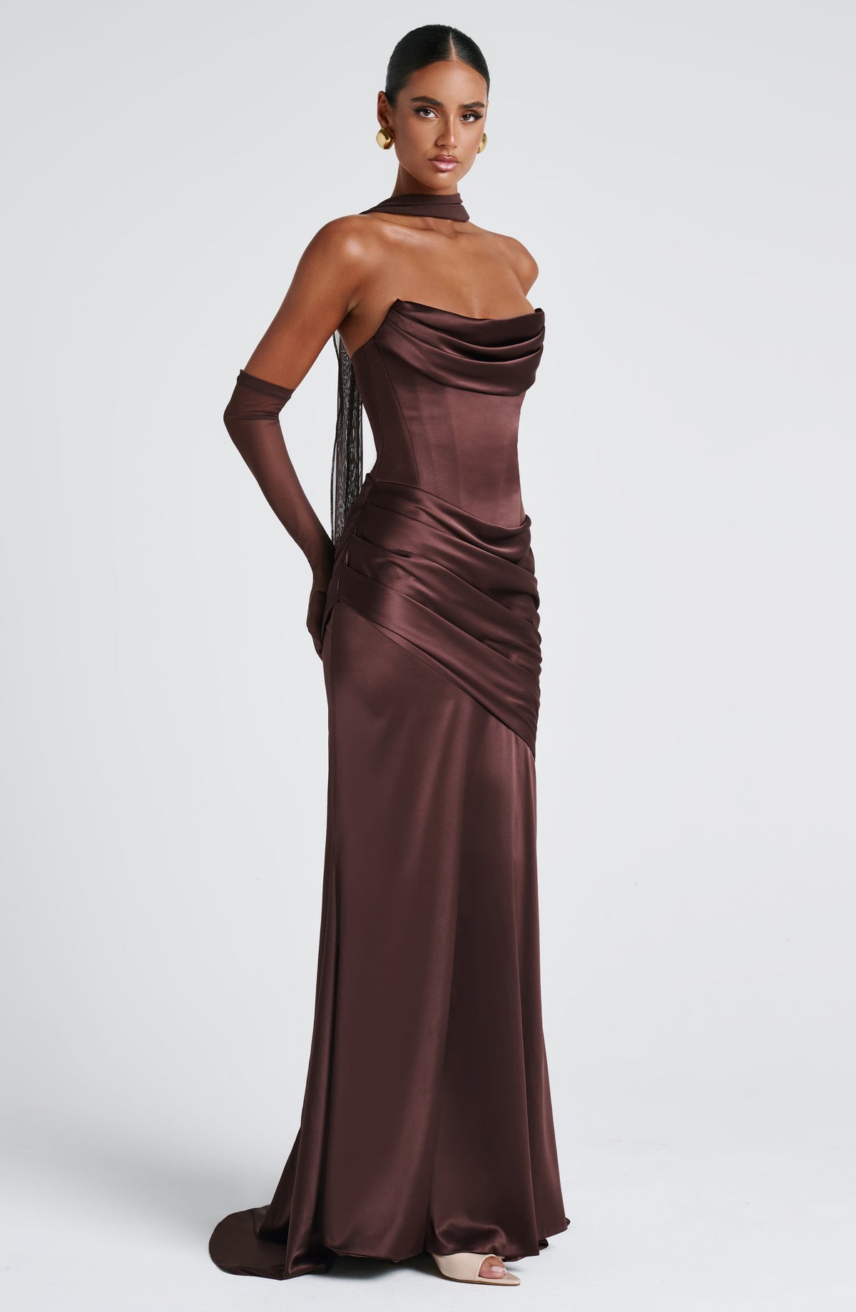 Vestido largo Kensington - Marrón ciruela