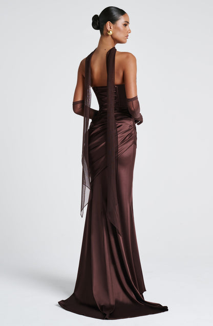 Vestido largo Kensington - Marrón ciruela