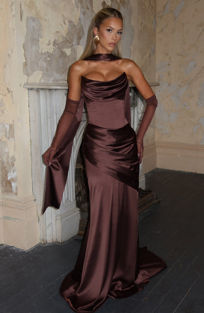 Vestido largo Kensington - Marrón ciruela