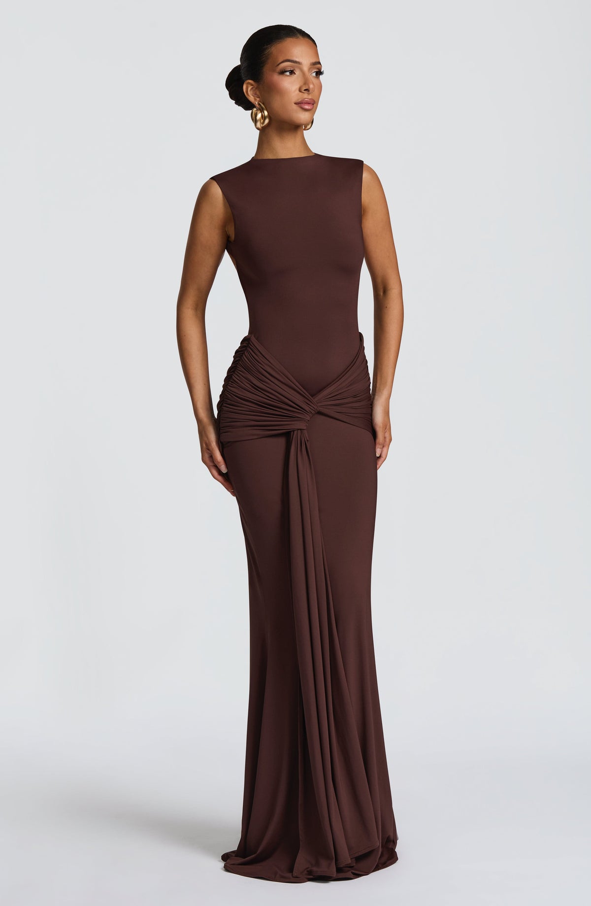 Vestido largo Lorenza - Marrón ciruela