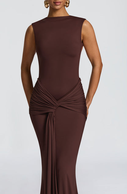 Vestido largo Lorenza - Marrón ciruela