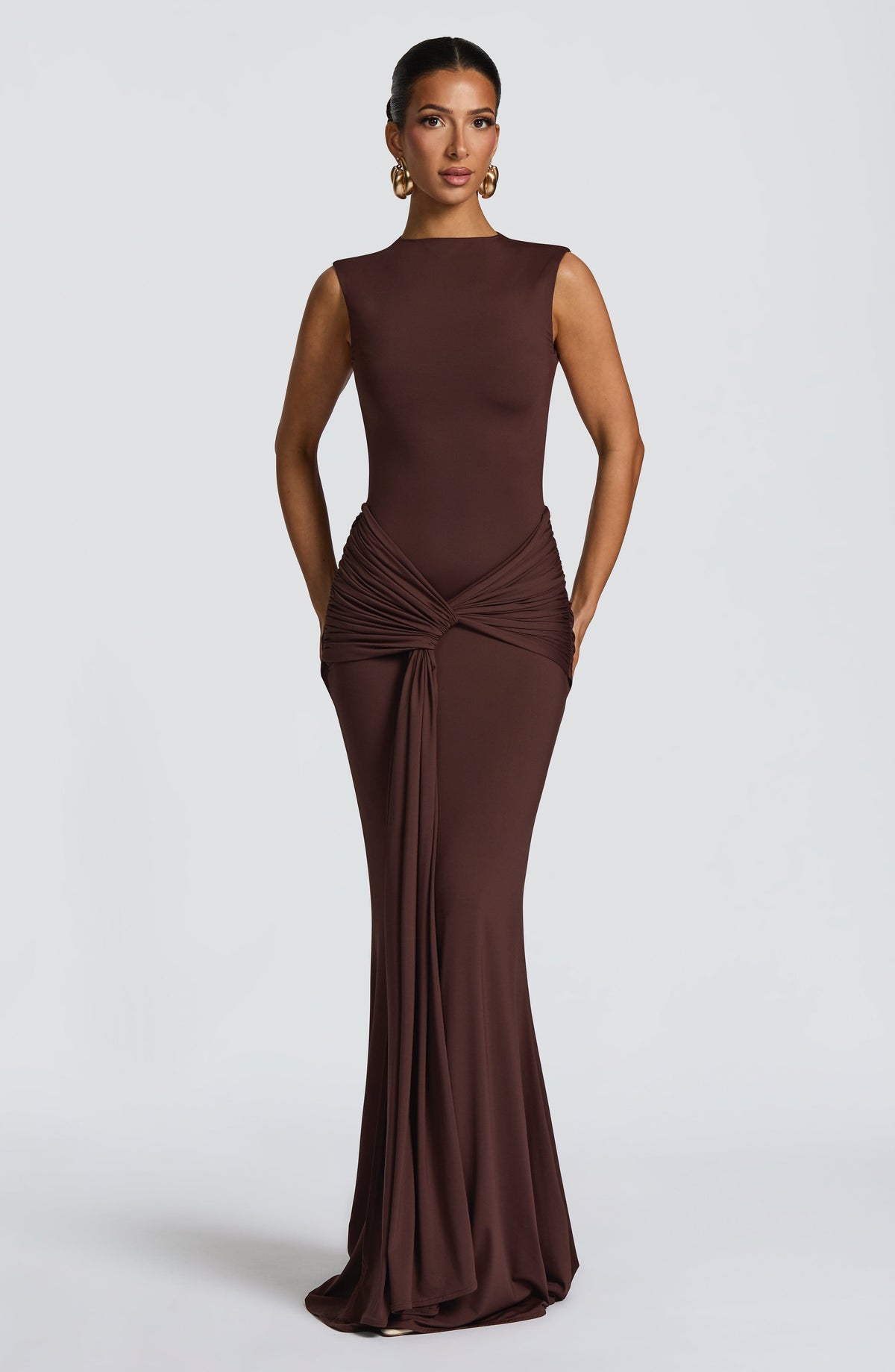 Vestido largo Lorenza - Marrón ciruela
