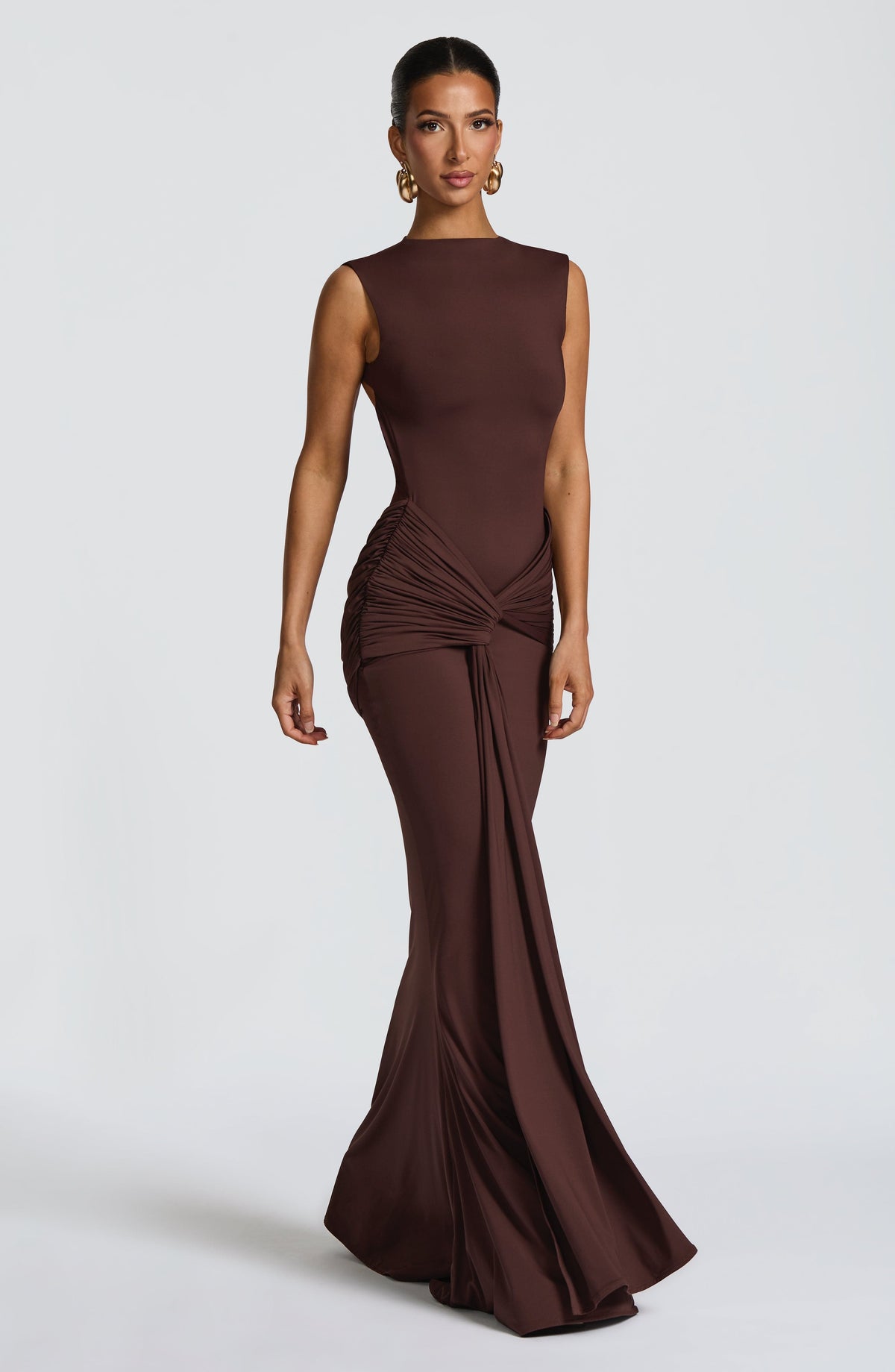 Vestido largo Lorenza - Marrón ciruela