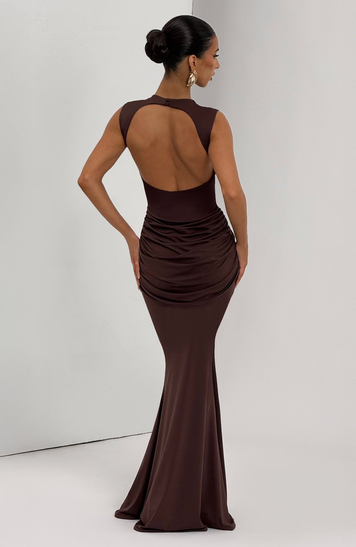 Vestido largo Lorenza - Marrón ciruela