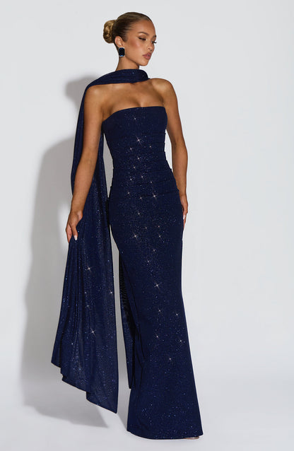 Vestido largo Pandra - Azul marino brillante
