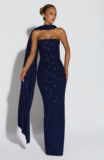 Vestido largo Pandra - Azul marino brillante