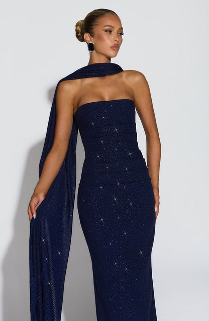 Vestido largo Pandra - Azul marino brillante