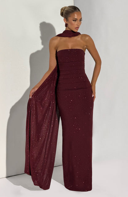 Vestido largo Pandra - Vino brillante