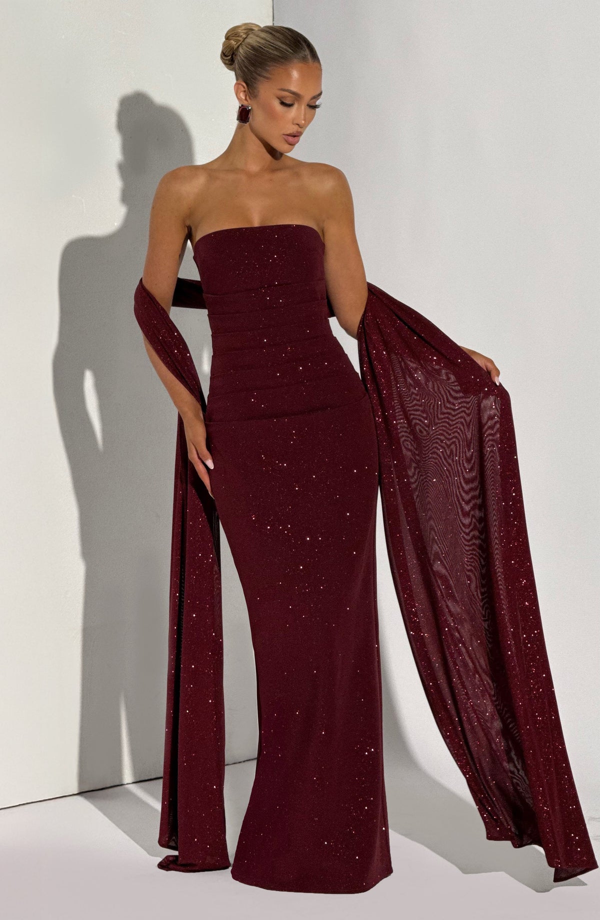 Vestido largo Pandra - Vino brillante