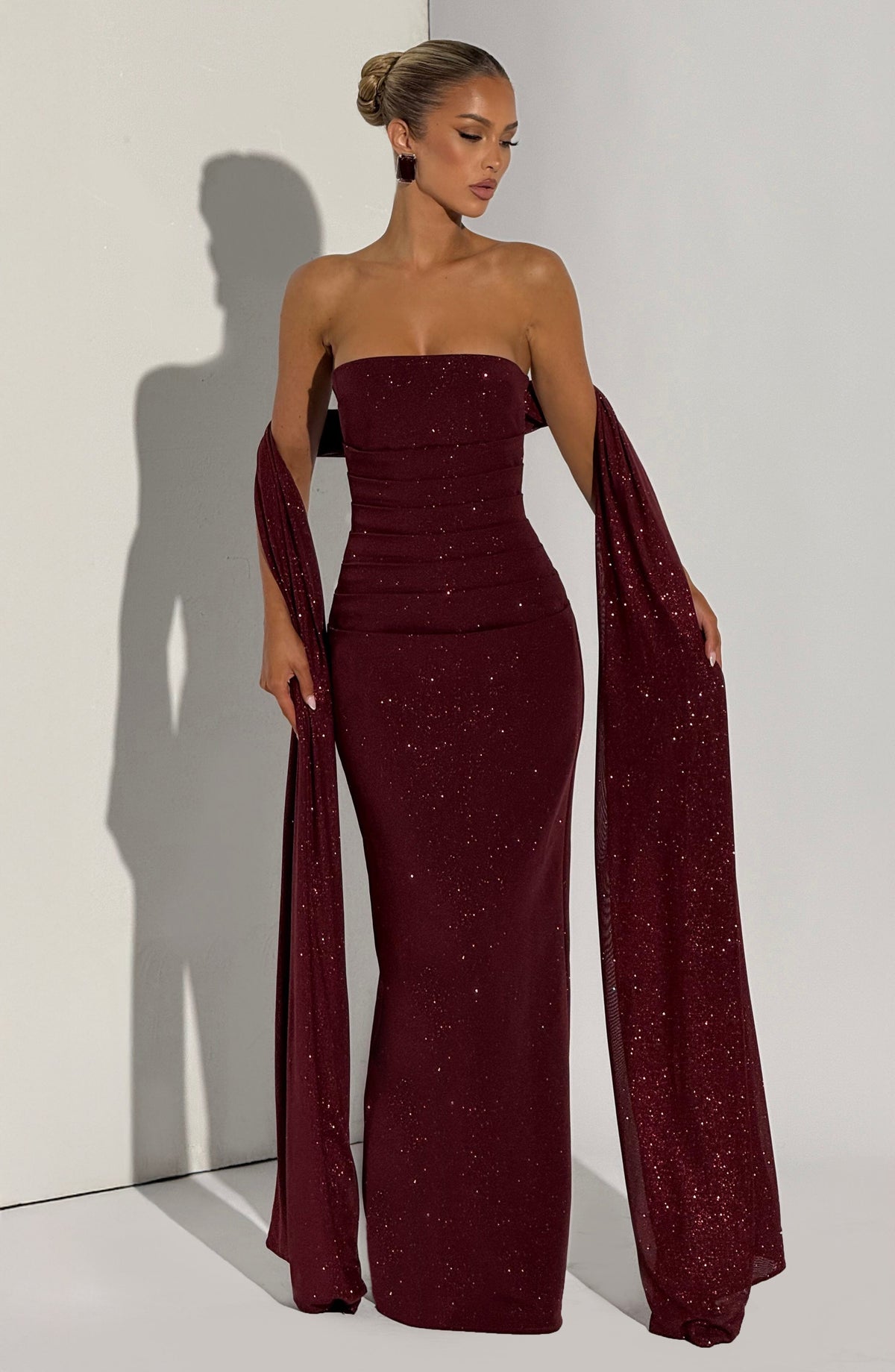 Vestido largo Pandra - Vino brillante