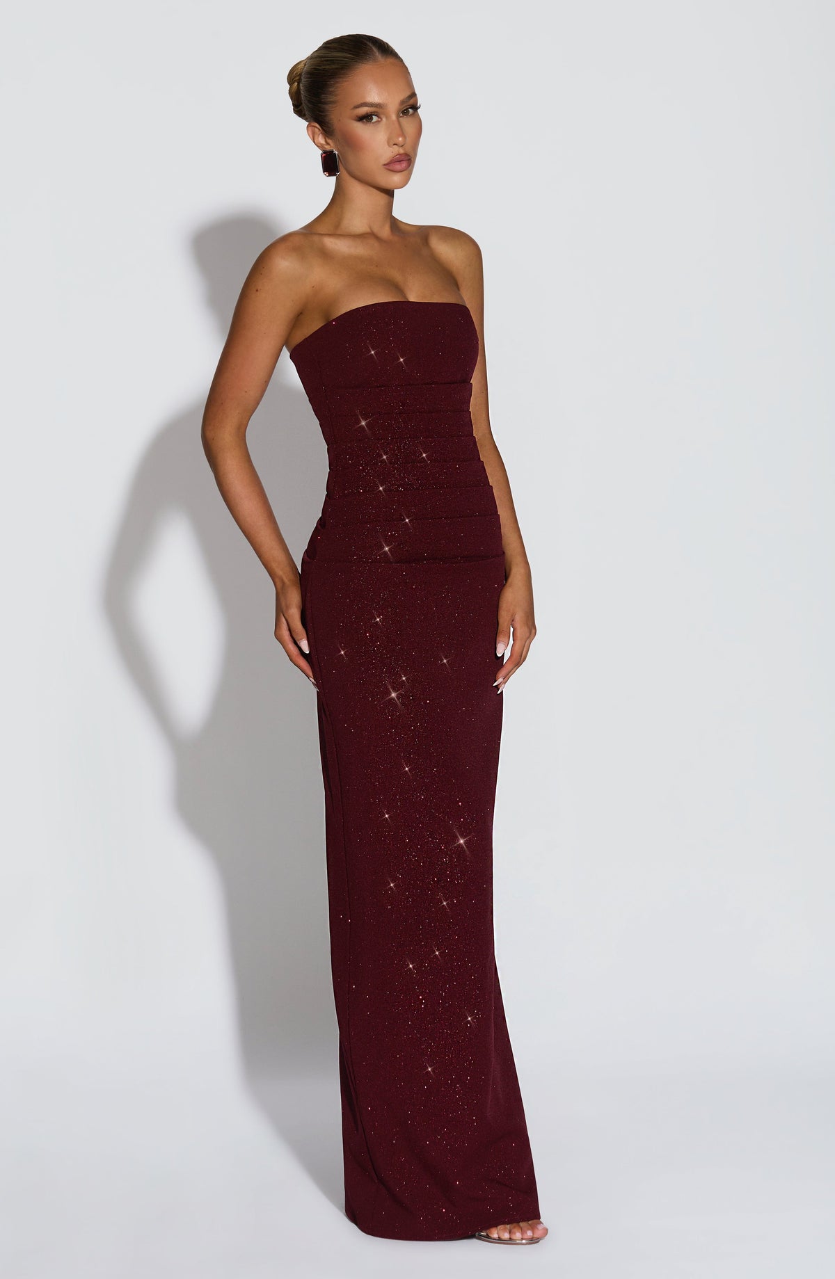 Vestido largo Pandra - Vino brillante