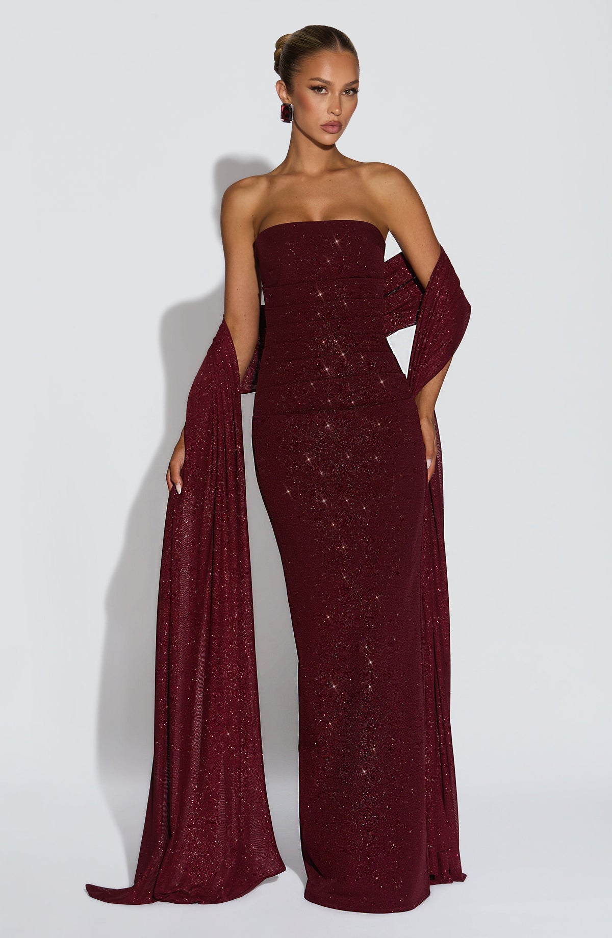 Vestido largo Pandra - Vino brillante