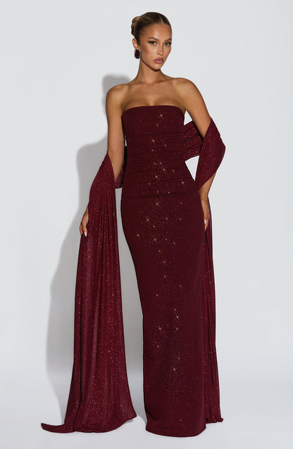Vestido largo Pandra - Vino brillante