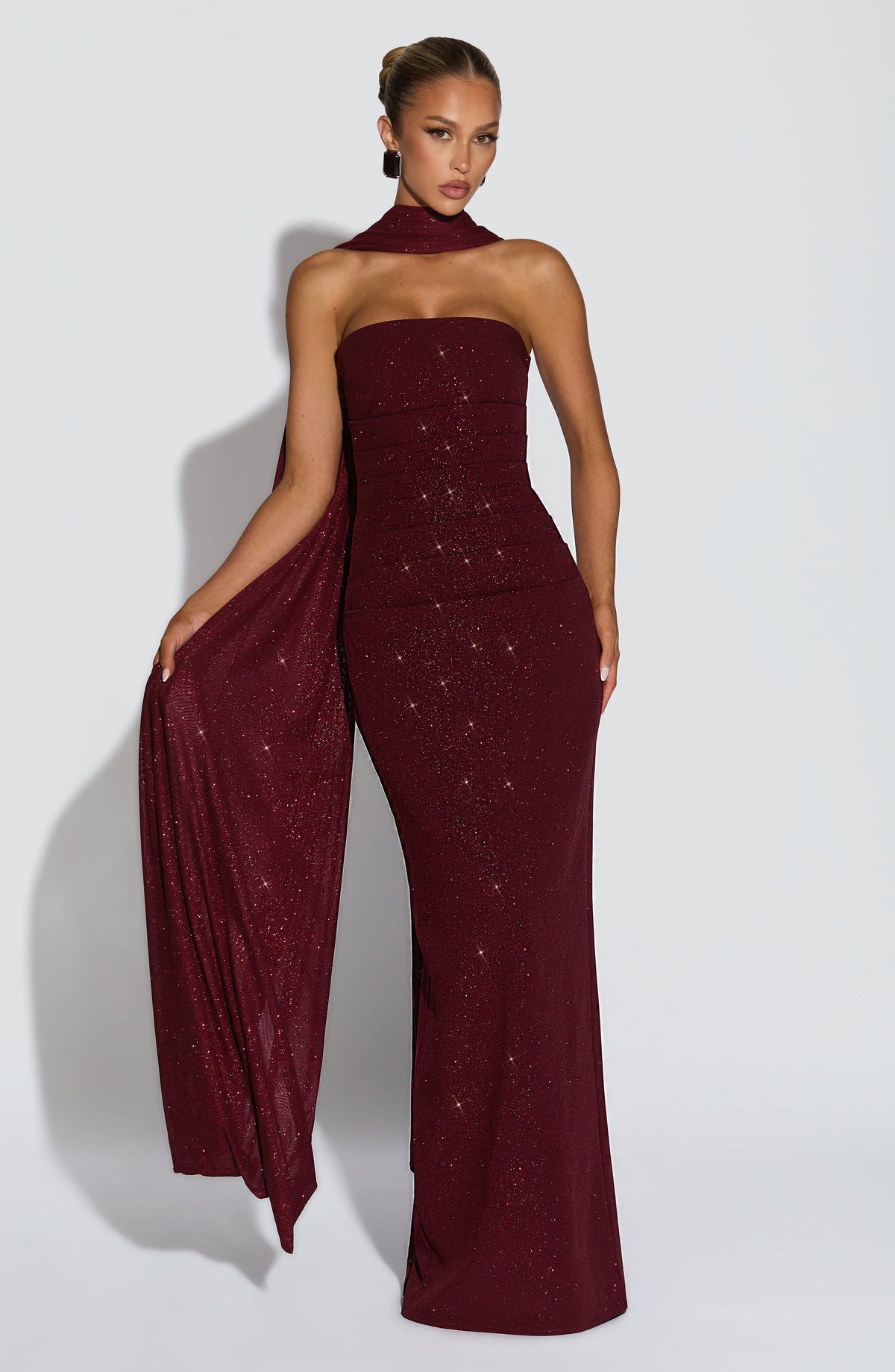 Vestido largo Pandra - Vino brillante