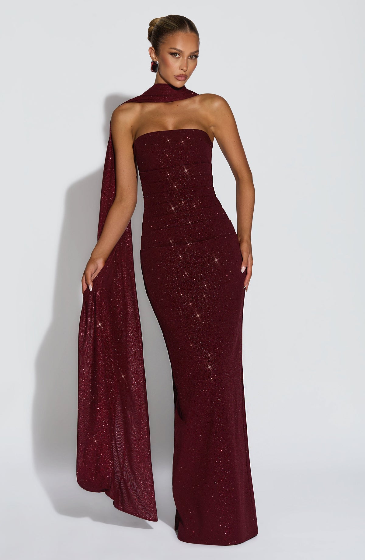Vestido largo Pandra - Vino brillante