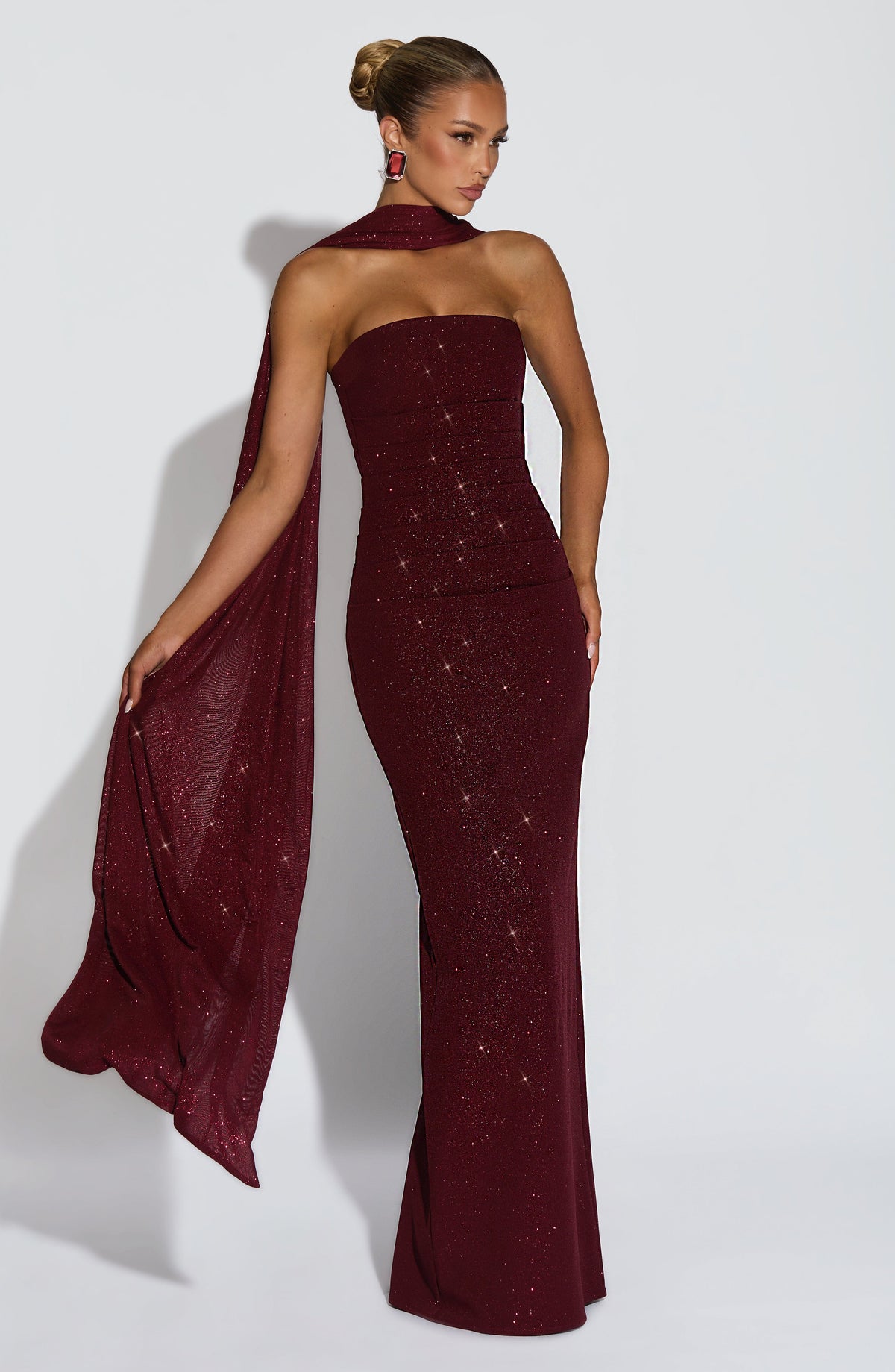 Vestido largo Pandra - Vino brillante