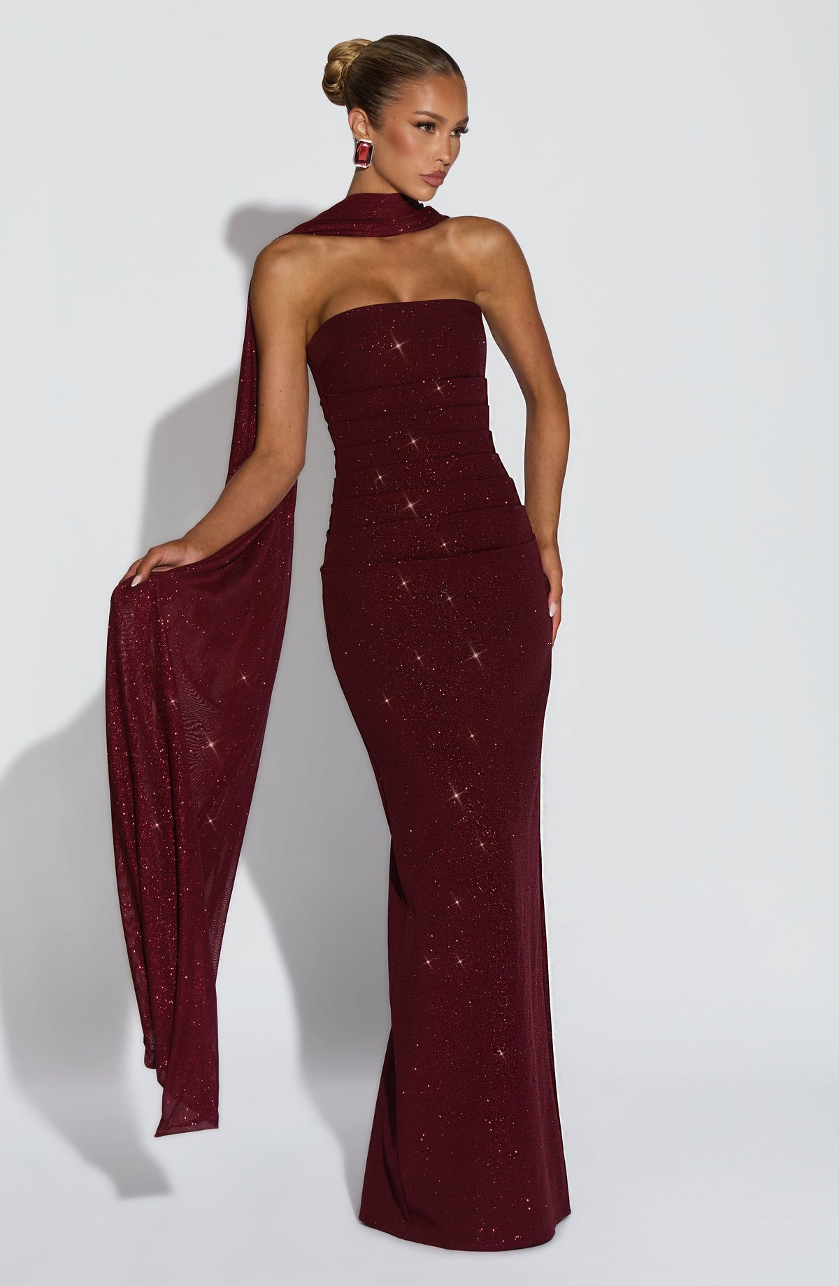 Vestido largo Pandra - Vino brillante