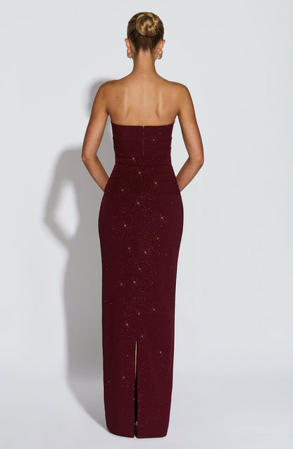 Vestido largo Pandra - Vino brillante