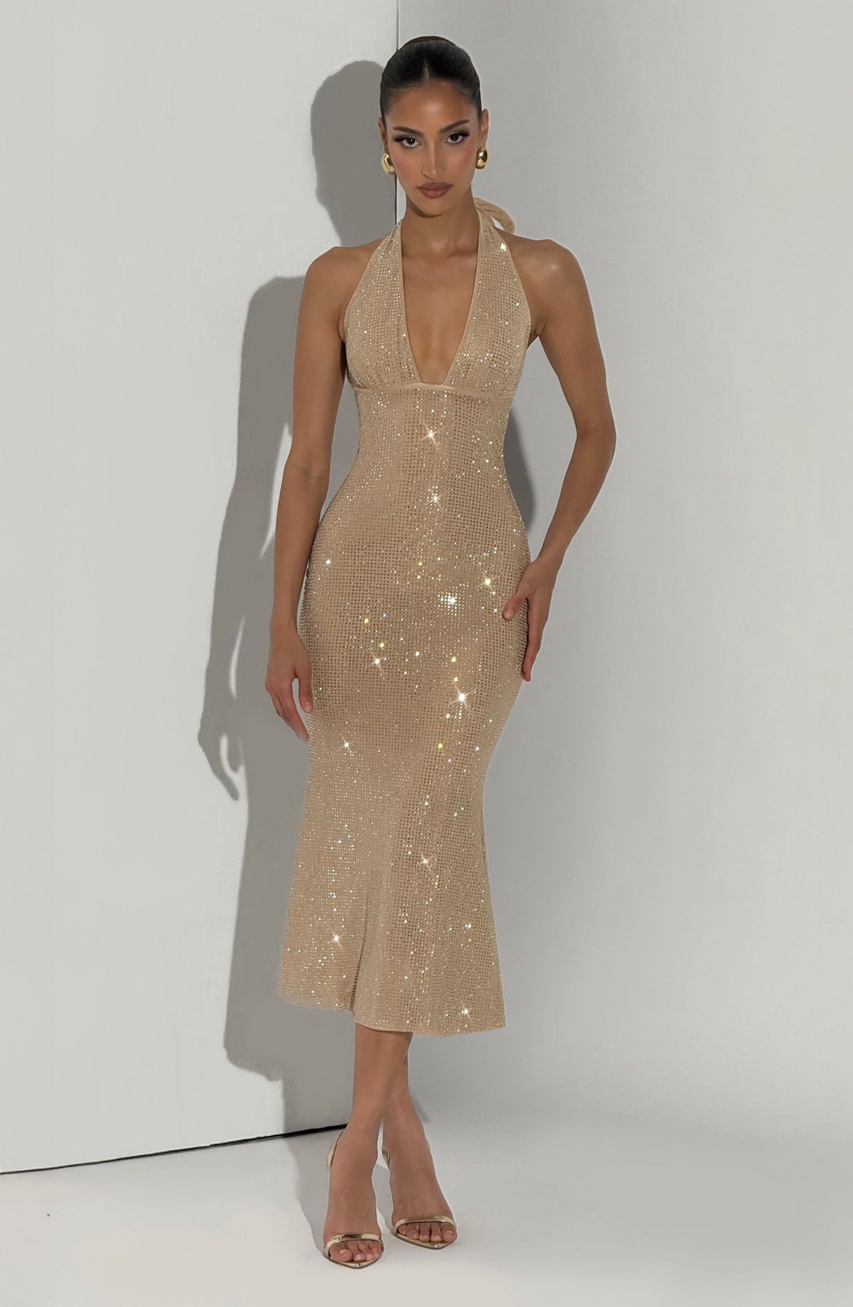 Vestido midi Sonora - Dorado